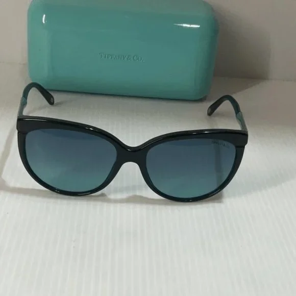 Tiffany woman's Sunglasses TF 4097 cat eye black frame blue lenses